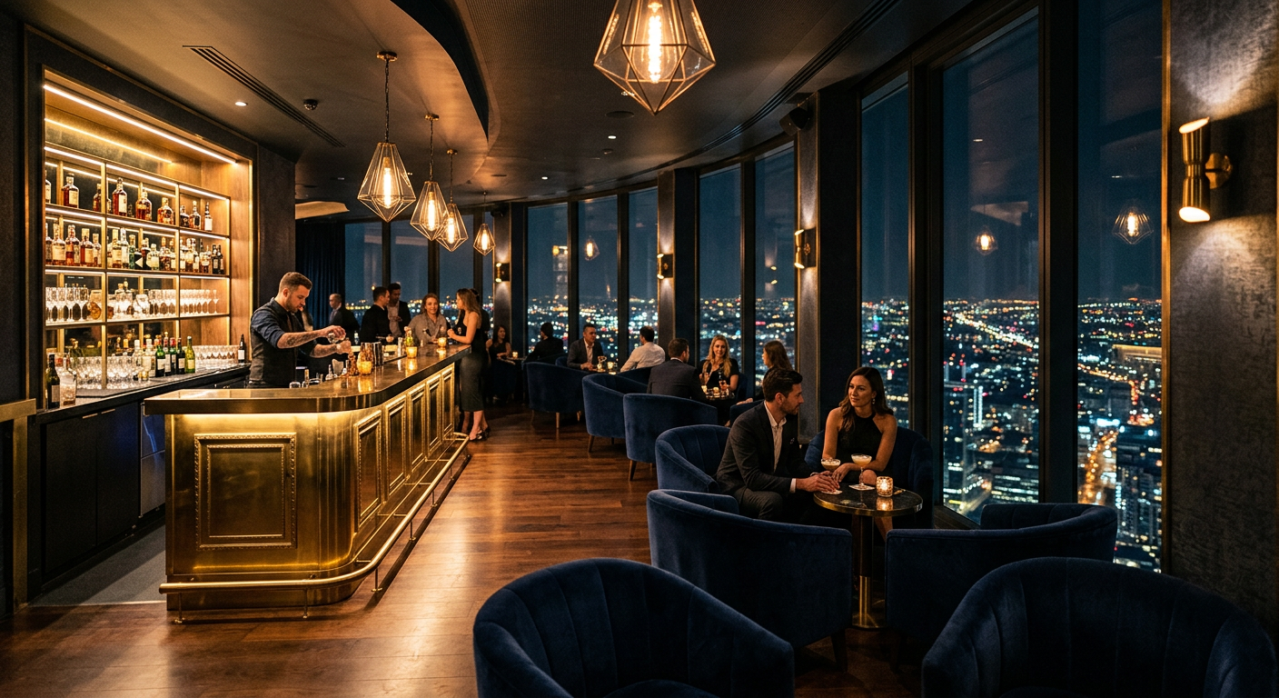 Quầy bar sky lounge về đêm